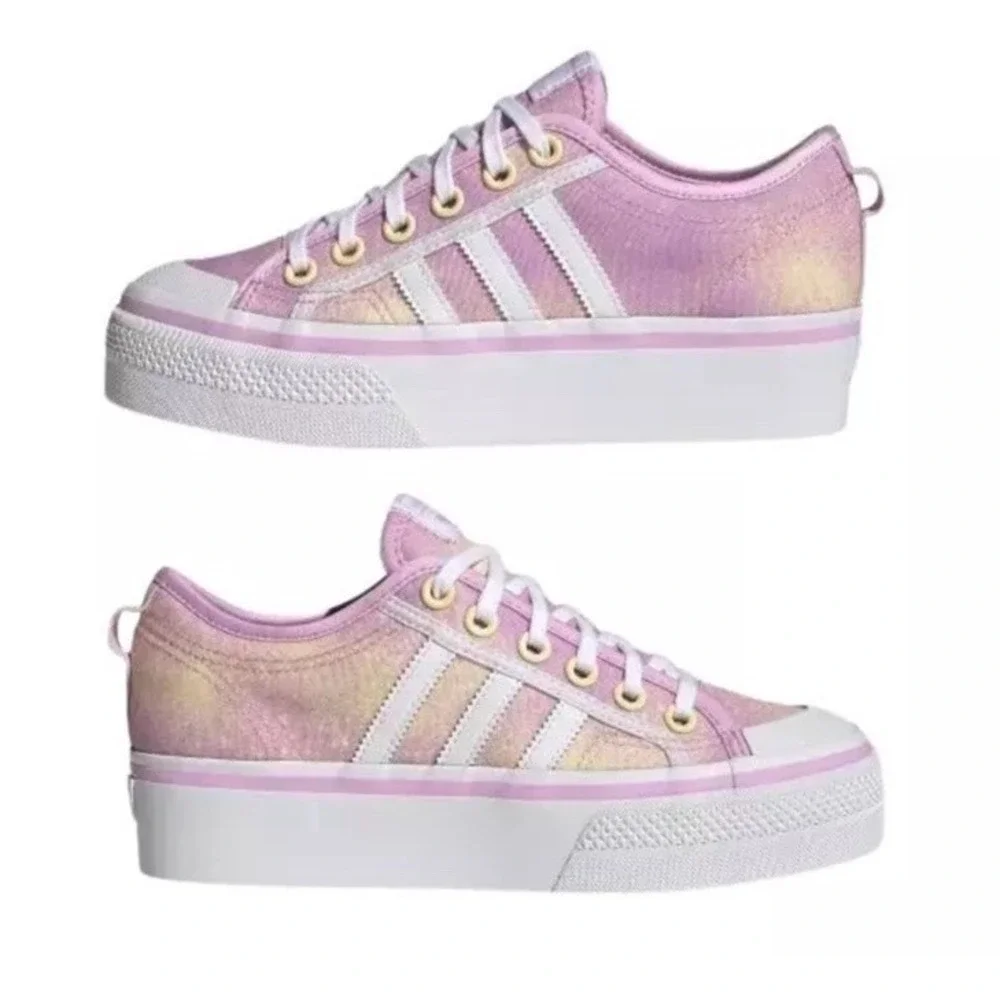 Adidas Nizza Platform Womens Shoes 6 Pink Multi‎ Canvas Casual Streetwear School